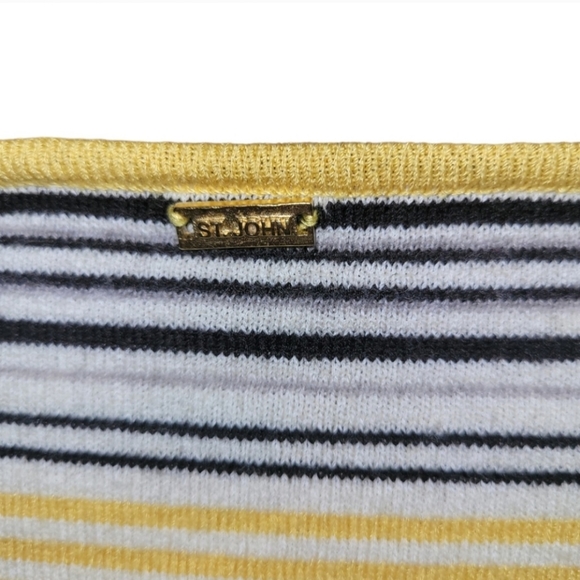 🌟3 For $15 SALE🌟 Vintage St. John Yellow Label Striped Wool Quarter Length Top - Picture 4 of 6